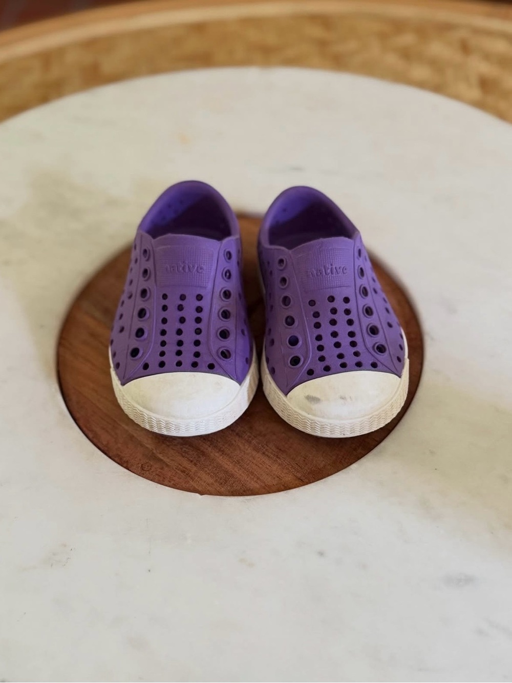 Native Kids Water Shoe Slip-On in Purple with White Toe